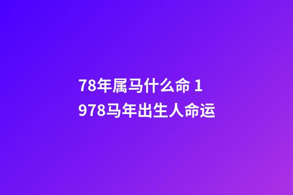 78年属马什么命 1978马年出生人命运-第1张-观点-玄机派